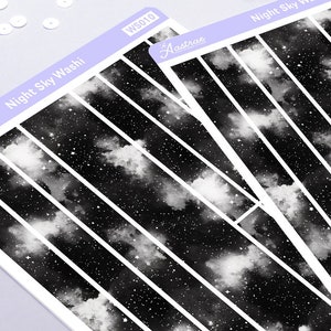 Stickers adhésifs galaxie, Autocollants esthétiques pour agenda, Fournitures bujo, Stickers décoratifs, Feuille d'autocollants aquarelle Washi, Bullet Journal