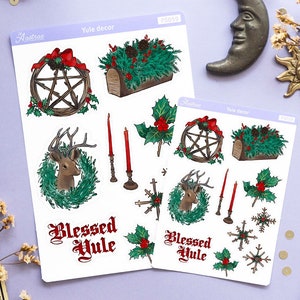 Yule Stickers for Planner, Yule Planner Stickers, Pagan Planner Stickers, Wicca Stickers, Sabbat Stickers, Witchcraft Stickers for Witches