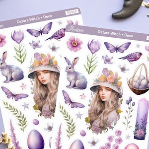 Ostara Hexen Sticker, Oster Aufkleber für Planer, Wicca Witchy Book of Shadows Grimoire Sticker, Frühlings Stickerbogen