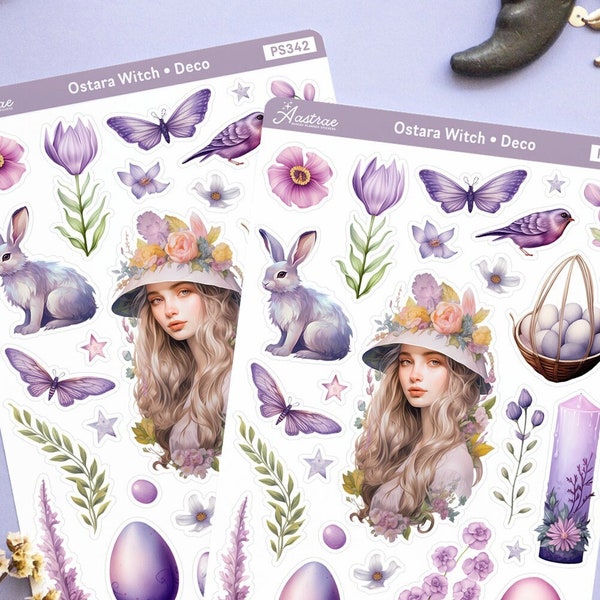 Ostara Witch Planner Stickers, Easter Stickers for Planner, Wiccan Witchy Book of Shadows Grimoire Stickers, Bujo Deco Spring Sticker Sheet