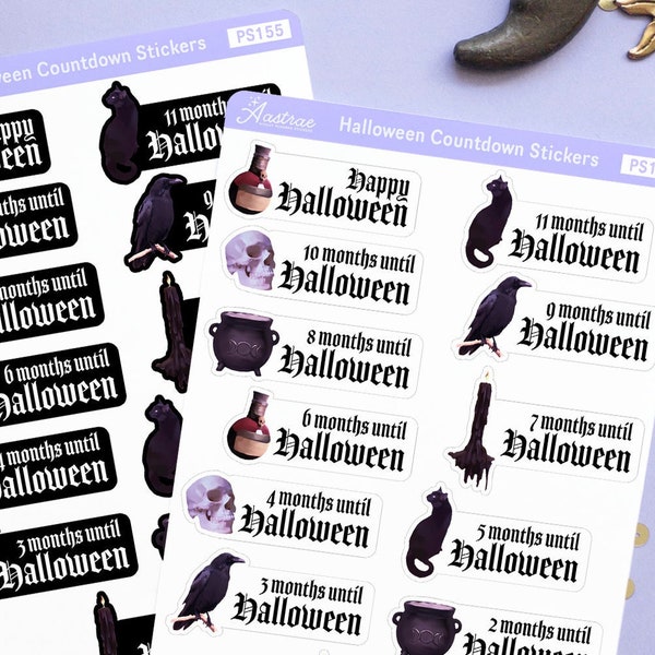 Halloween Countdown Stickers, Countdown to Halloween Planner Stickers, Halloween Countdown Calendar Stickers, Halloween Stickers for Planner