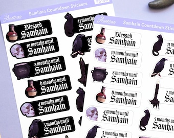 Samhain Countdown Stickers, Pagan Holiday Countdown Stickers for Planner, Count Down Stickers to Samhain, Pagan Witch Journal Stickers