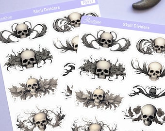 Victorian Gothic Planner Stickers, Goth Skull Stickers for Planner, Goth Deco Sticker Sheet, Witchy Gothic Stickers, Bullet Journal Stickers
