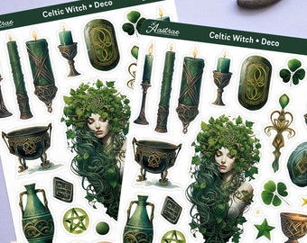 Celtic Witch Stickers for Planner, Witchy Decorative Stickers, Paganism Wiccan Stickers, Celtic Druid Stickers, Wiccan Bullet Journal Deco