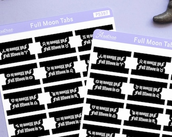 Full Moon Tabs for Moon Journaling, Astrology Notebook Tabs Sticker, Esbats Full Moon Sticker Tabs, Journaling Tabs, Book of Shadows Divider