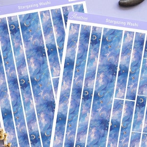 Himmlische Washi Tape Aufkleber, Mond und Sterne Washi Tape, Bujo Dekor Aufkleber, Witchy Washi Designs, Dekorative Aufkleber, Scrapbook