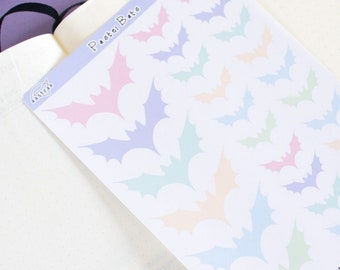 Pastellfärgade gotiska planeringsklistermärken, fladdermusklistermärken för planeringskalender, kusliga söta klistermärken, läskig planeringskalender, bullet journal, bujo-klistermärken, pastellfärgade klistermärken
