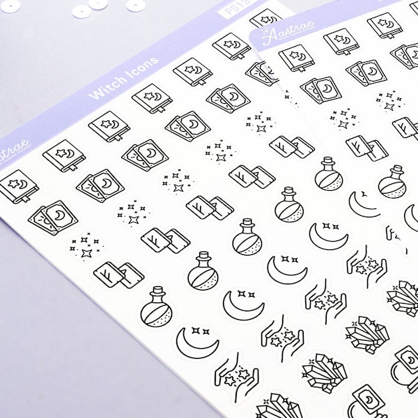 Icons Planner Stickers Witchy Stickers, Witch Planner Stickers, Functional Stickers for Planner, Pagan Icons Stickers, Witchcraft Stickers