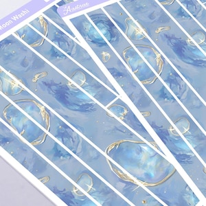 Feuille d'autocollants Washi irisé, Rubans adhésifs décoratifs en Washi, Bandes de ruban adhésif Washi esthétiques, Feuille d'autocollants déco Bullet Journal
