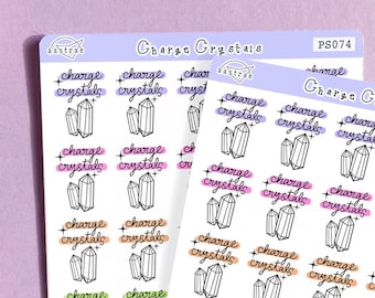 Charge Crystals Stickers, Pagan Planner Stickers, Witchcraft Stickers for Planner, Wicca Stickers for Bullet Journal, Witch Sticker Grimoire