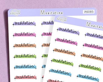 Meditation Planner Stickers, Wellness Journal Stickers, Self Care Sticker Sheet, Mindfulness Journal, Meditate Stickers, Journaling Stickers