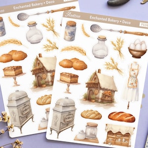 Enchanted Bakery Sticker Sheet, Cottagecore Stickers, Deco Bullet Journaling Stickers, Cottage Core Sticker Sheet, Cozy Aesthetic Stickers