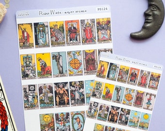 Rider Waite Tarot Planner Stickers, Journaling Stickers, Tarot Stickers, Tarot Card Journal, Tarot Deck Stickers, Major Arcana Stickers