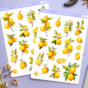 Adesivi Limone Planner, Adesivi Limone per Bullet Journal, Foglio Adesivo Estetico, Adesivi Bujo, Deco Citrus Lime Fruit Sticker Acquerello