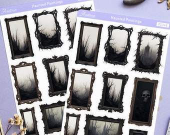 Haunted Paintings Planner Stickers, Spooky Stickers, Goth Planner Stickers, Bujo Witchy Planner Stickers, Horror Ghost Stickers Halloween