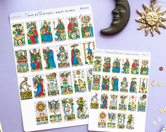 Tarot Stickers for Journaling, Tarot de Marseille Stickers, Tarot Card Stickers, Major Arcana Tarot Planner Stickers, Tarot Journal Sticker