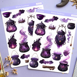 Witchy Cauldron Planner Stickers, Witchcraft Stickers, Witchy Planner Stickers, Witch Stickers for Planner, Grimoire Sticker Book of Shadows