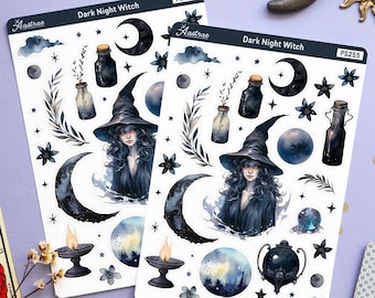 Stickers sorcière sombre, Stickers sorcière sorcière, Stickers sorcellerie, Wicca païenne wicca, Stickers esthétiques fantasmagoriques d'Halloween