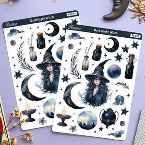 Adesivi per planner strega oscura, adesivi per planner strega, adesivi per stregoneria, adesivi per wicca pagana, adesivi per planner spettrali estetici di Halloween