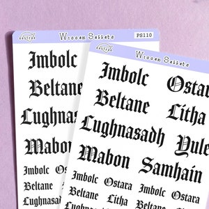 Stickers agenda païen, stickers sabbat wicca 2024, Imbolc Ostara Beltane Litha Lughnasadh Mabon Samhain Yule, feuille d'autocollants sorcière wicca