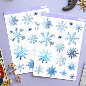 Adesivi fiocchi di neve invernali per diario, adesivi blu fiocchi di neve per planner, estetici vacanze invernali decorativi scrapbooking cancelleria Bujo