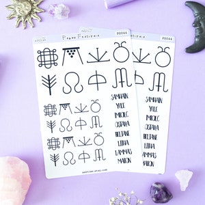 Wicca Planner Stickers, Pagan Holiday Stickers, Pagan Stickers for Witches, Wiccan Samhain Yule Imbolc Ostara Beltane Litha Lammas Mabon