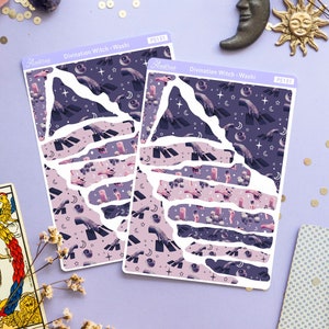 Divination Witch Washi Sticker Sheet, Witchy Washi Strips, Torn Paper Corner, Journaling, Bujo, Witchy Planner Stickers, Washi Tape Sticker