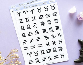Astrology Planner Sticker Zodiac Sign Stickers, Zodiac Planner Stickers Witch Journal Stickers, Grimoire Book of Shadows Divination Witch