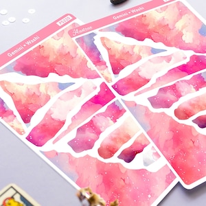 Foglio di adesivi washi ad acquerello, adesivi con nastro washi rosa, adesivi di carta strappata, diario creativo, adesivi bujo, adesivi decorativi