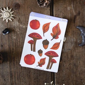 Autocollants de planificateur d’automne Autocollants botaniques d’automne pour les planificateurs, Autocollants Mabon Feuille d’autocollants de sorcière païenne, Autocollants bullet journal d’automne Feuille