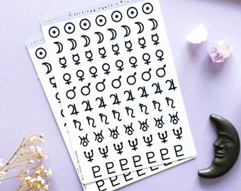 Astrology Planner Sticker Planet Stickers, Zodiac Planner Stickers Witch Journal Stickers, Grimoire Book of Shadows Divination Witch