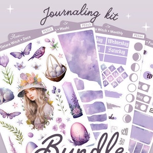 Ostara Ostern Planner Aufkleber, heidnische Planer Aufkleber, Frühling Monatliches Journaling Kit, Wicca Aufkleber, Witchy Junk Journal Aufkleber