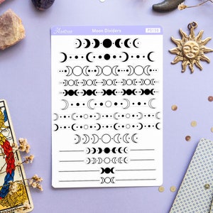 Moon Divider Stickers, Deco Stickers Divider Labels, Divider Header Stickers, Section Stickers, Bujo Spread Stickers, Functional Stickers