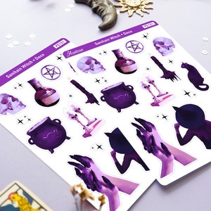 Samhain Witch Sticker Sheet, Halloween Planner Stickers, Witch Aesthetic Stickers, Halloween Stickers, Samhain Stickers, Witch Junk Journal