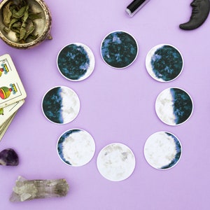 Moon Phase Stickers Bullet Journal Witch Stickers, Lunar Stickers Die Cut Stickers, Moon Stickers for Planner, Scrapbooking Stickers Witchy