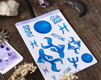 Fische Planer Sticker, Sternzeichen Aufkleber für Planer, Sternzeichen Planner Sticker, Astrologie Sticker für Bullet Journal, Pagan Wicca Wicca