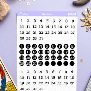 Number Stickers for Planner, Numbers Planner Stickers, Functional Planner Stickers, Witchy Planner Sticker Sheet, Calendar Planner Stickers