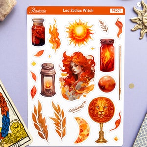 Adesivos do signo do zodíaco Leão para planejador, adesivos para planejador do zodíaco, adesivos decorativos, adesivos do signo astrológico, presentes de Leão para Leão, adesivos Bujo