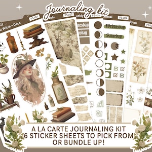 Kit di diario delle streghe erboriste, adesivi per diario delle streghe alla carta, adesivi per diario dei proiettili mensili, bujo di erboristeria di streghe verdi