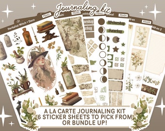 Kit de journalisation sorcière herboriste, Stickers de journalisation sorcière à la carte, Stickers Bullet Journal mensuel, Bujo d'herboristerie herboristerie Green Witch