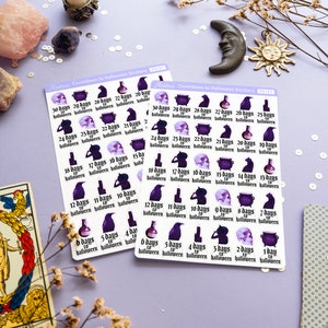 Halloween Countdown Stickers, Countdown to Halloween Stickers Sheet, Halloween Planner Stickers, Halloween Bujo Stickers, Halloween Journal image 4