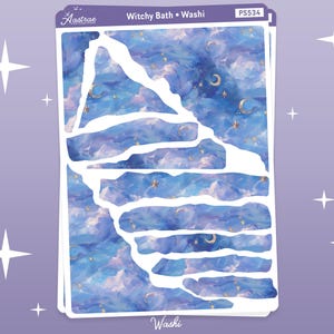 Witchy Bath Journaling Sticker Kit, Self Care Planner Stickers, Moonlit Ritual Bath Deco Bujo Bullet Journal Stickers, Aesthetic Stationery Washi