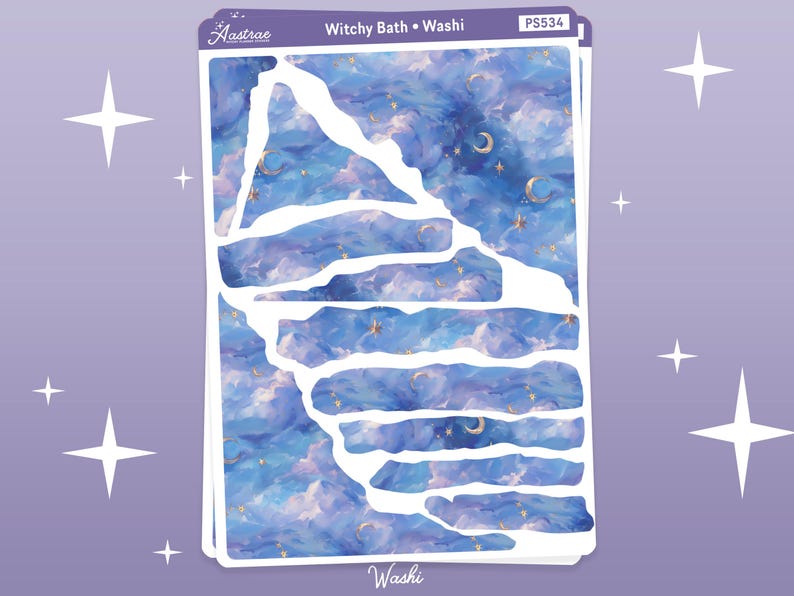 Witchy Bath Journaling Sticker Kit, Self Care Planner Stickers, Moonlit Ritual Bath Deco Bujo Bullet Journal Stickers, Aesthetic Stationery Washi