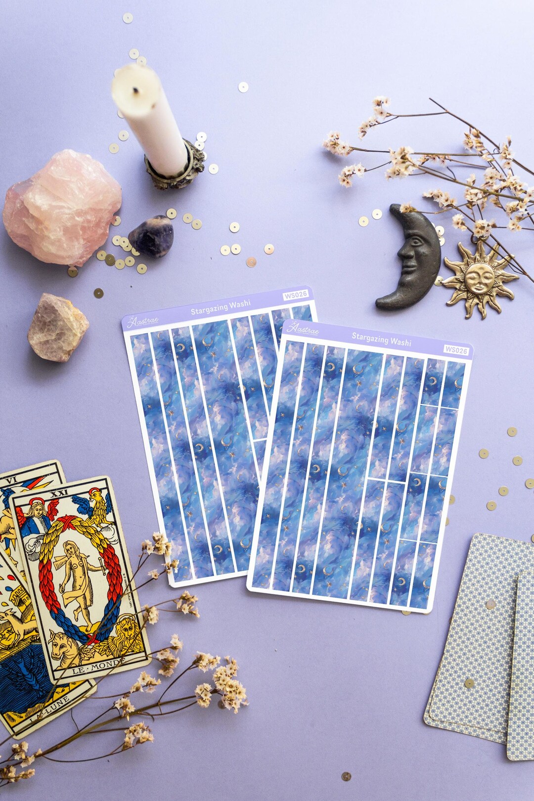 Celestial Washi Tape Sticker Sheet, Moon and Stars Washi Strips, Bujo ...