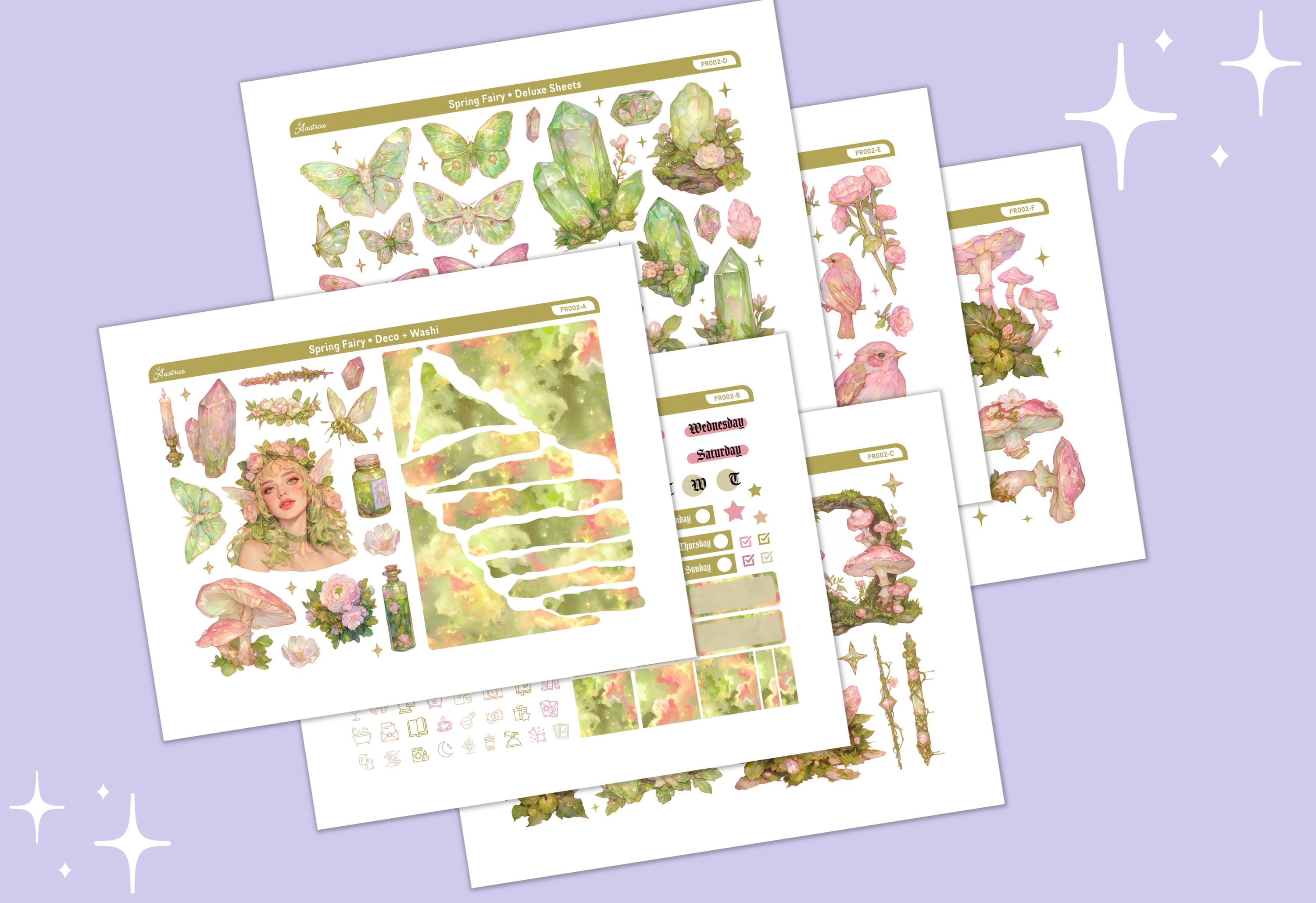 Spring Fairy Bullet Journal Stickers Printable, Cottagecore Planner Kit ...