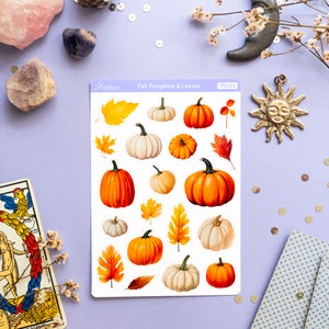 May include: A sheet of stickers featuring illustrated fall pumpkins and leaves in shades of orange, brown, and white. The sticker sheet is labeled "Fall Pumpkins & Leaves" and "PS253".