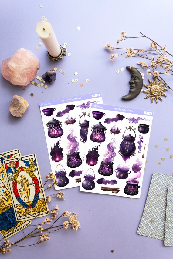Witchy Cauldron Planner Stickers, Witchcraft Stickers, Witchy Planner Stickers, Witch Stickers for Planner, Grimoire Sticker Book of Shadows