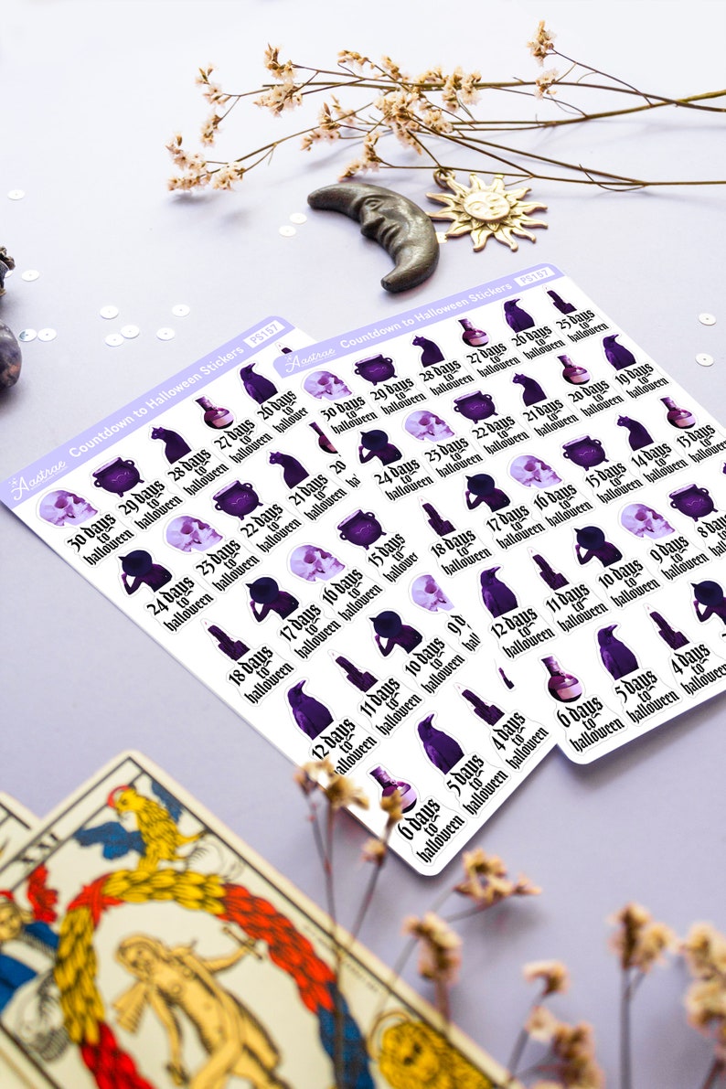 Halloween Countdown Stickers, Countdown to Halloween Stickers Sheet, Halloween Planner Stickers, Halloween Bujo Stickers, Halloween Journal image 5