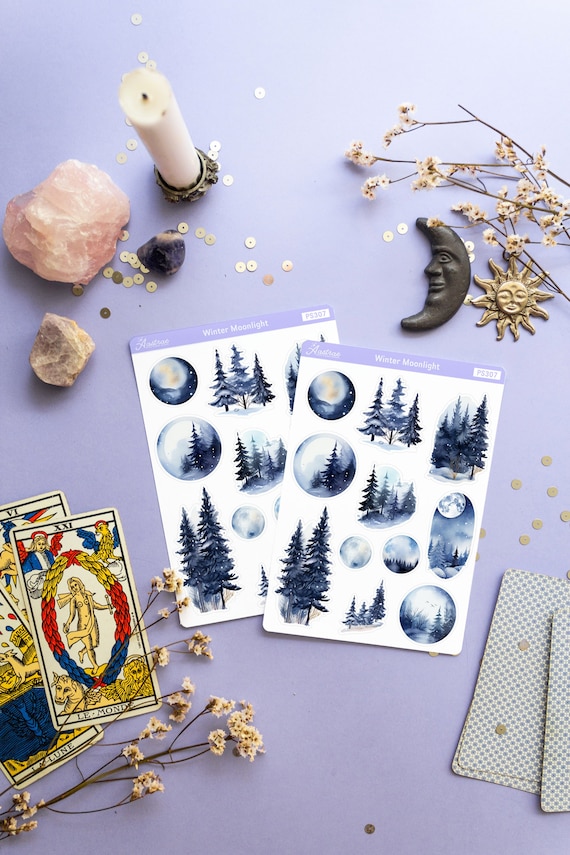 Winter Planner Stickers Decorative, Winter Scene Stickers, Bullet Journal Deco Stickers, Seasonal Bujo Stickers, Forest Winter Sticker Sheet