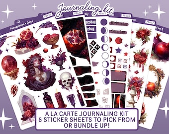 Persephone Sticker Kit, Hellenic Pagan Planner Stickers, Goddess Persephone Art Journal Supplies, Witchy Bujo Sticker Sheets, Greek Stickers